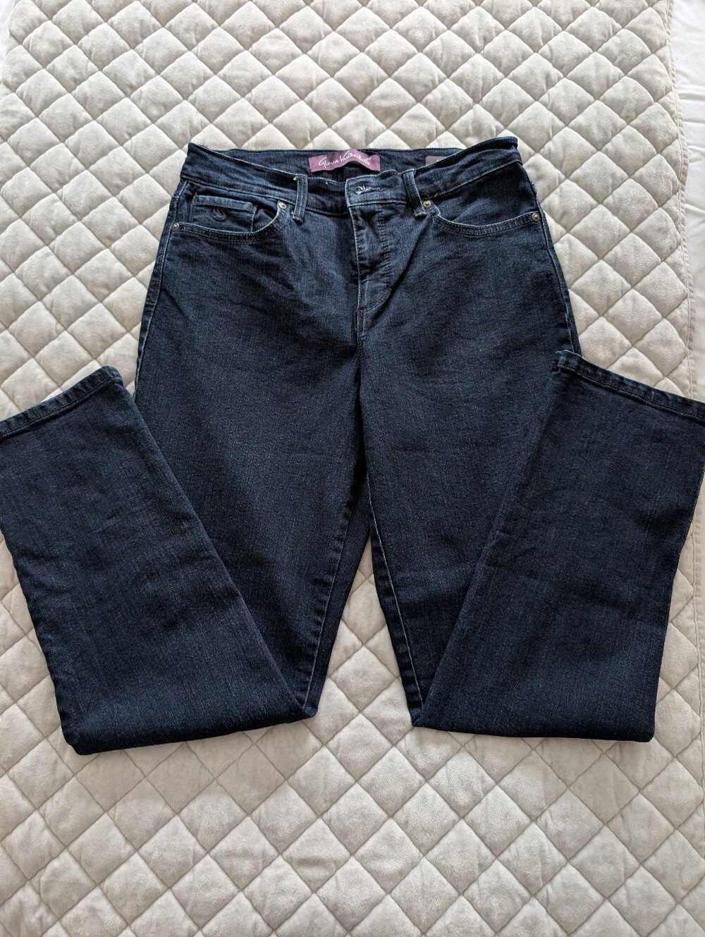 Gloria Vanderbilt Amanda Stretch Denim Jeans, Dark Blue, Size Petite 6 - Picture 4 of 12